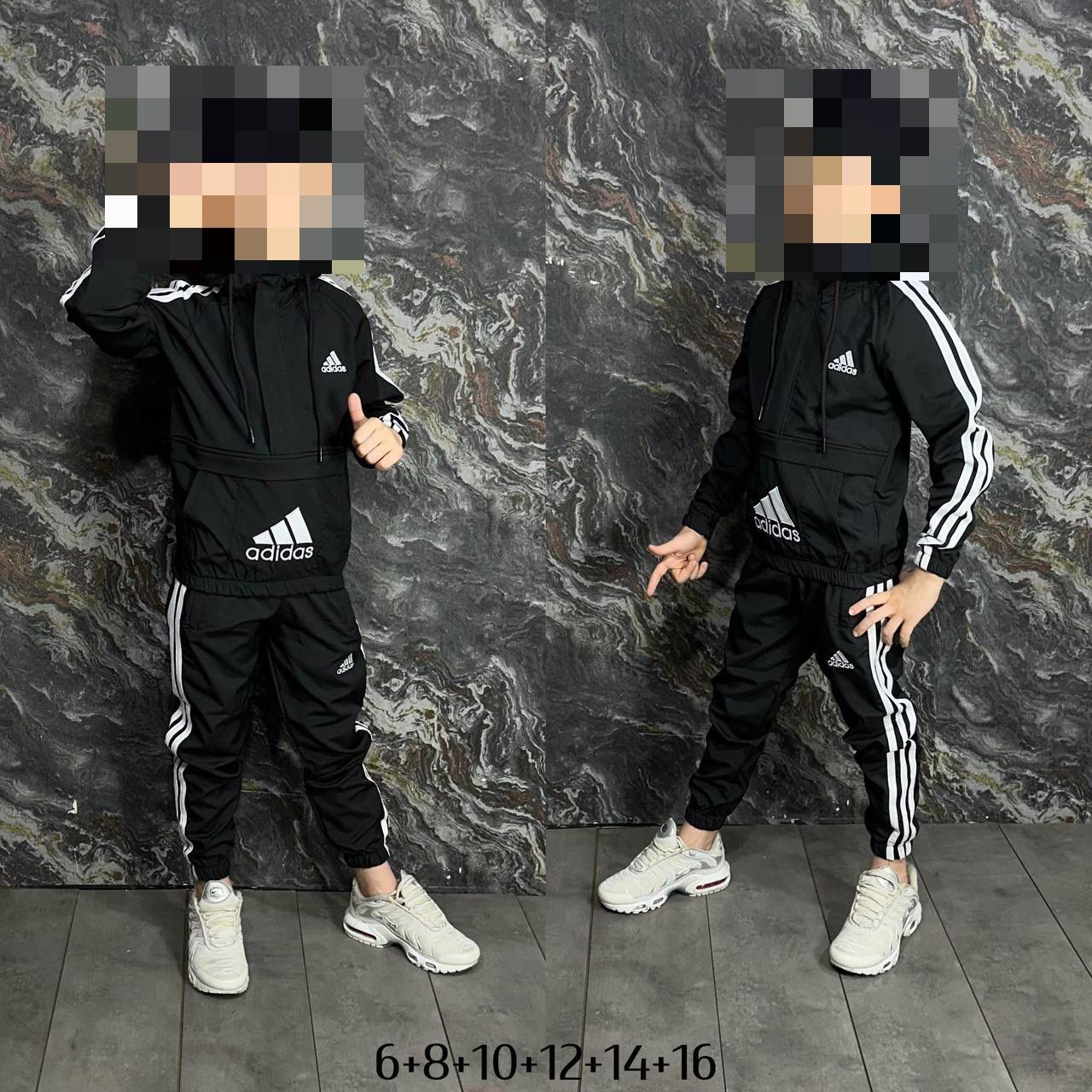 Chandal adidas negro logo blanco niños