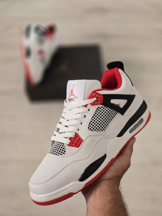 Jordan 4 blanca negra y roja