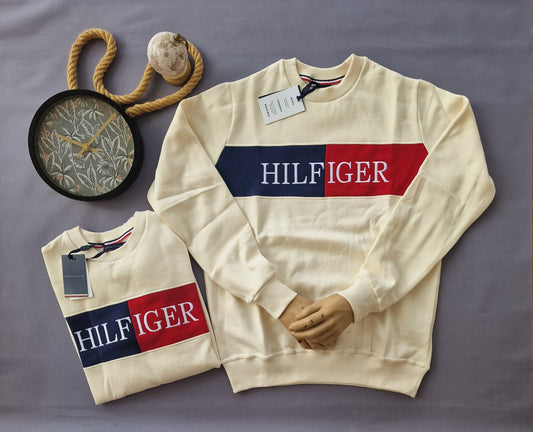 Sudadera Tommy Hilfiger G5 crema logo blanco