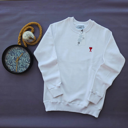 Sudadera AMI PARIS blanco logo rojo