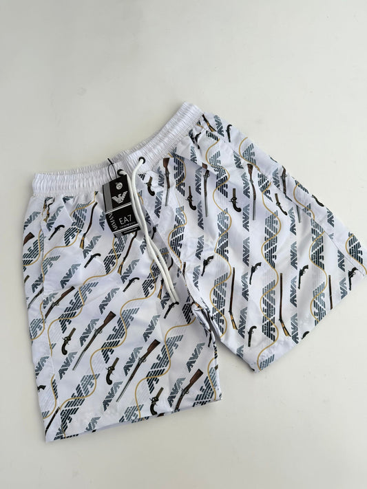 Pantalon Corto Armani blanco logos negro