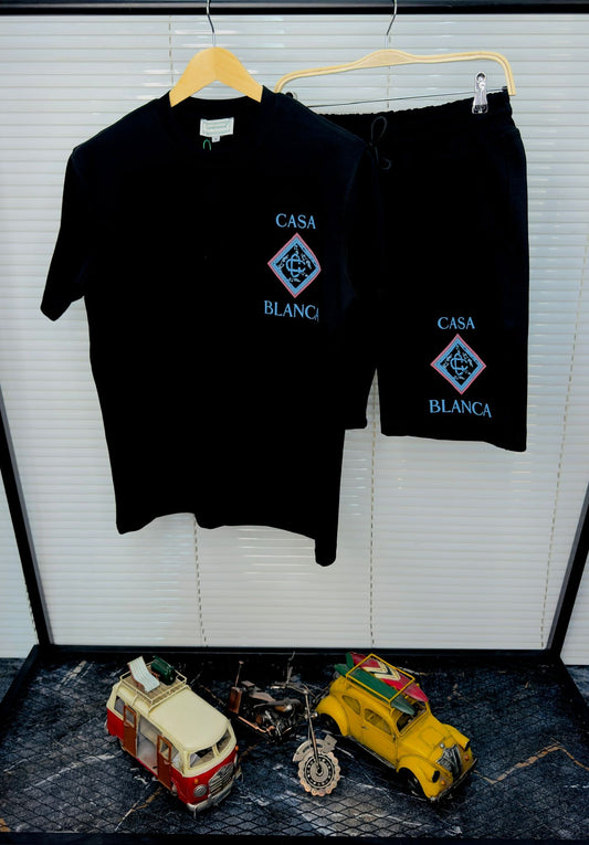 Conjunto Casablanca negro logo azul