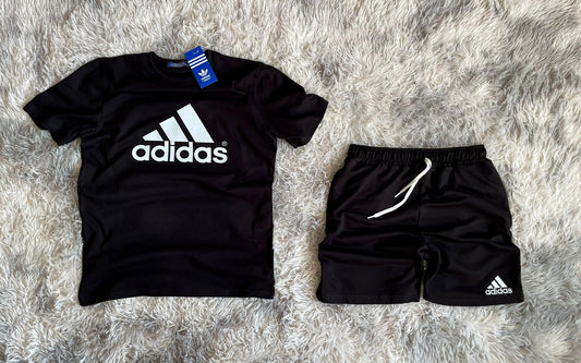 Conjunto verano Adidas negro logo blanco