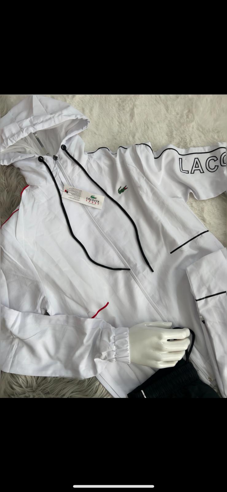 Chandal Lacoste blanco logo grande en espalda