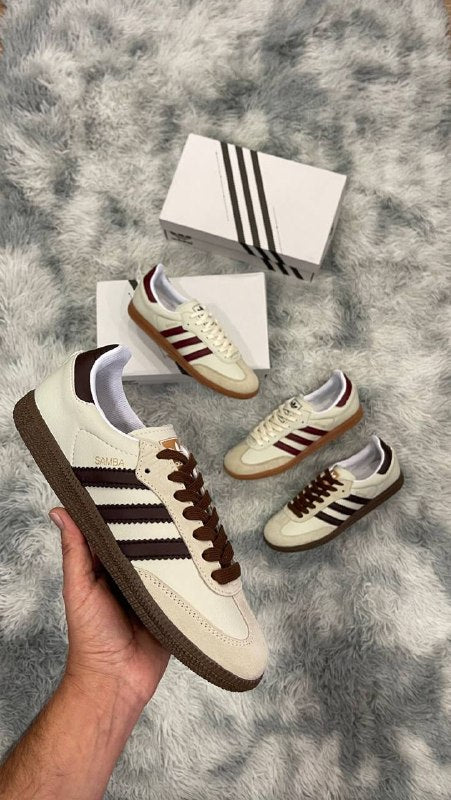 ADIDAS SAMBA BEIGE LOGO MARRON