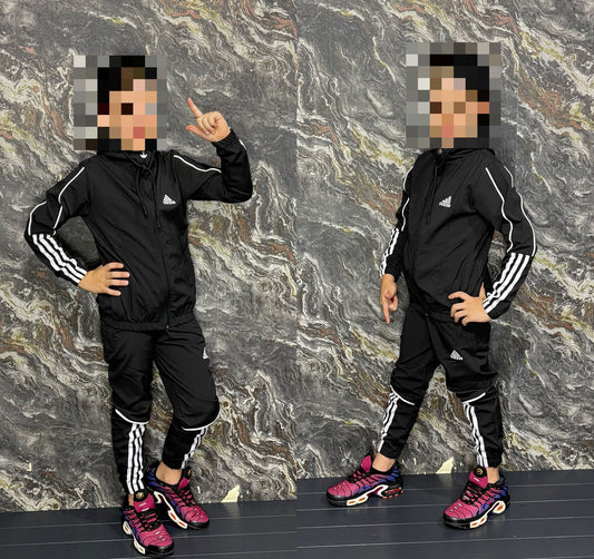 Chandal adidas negro logo blanco niños