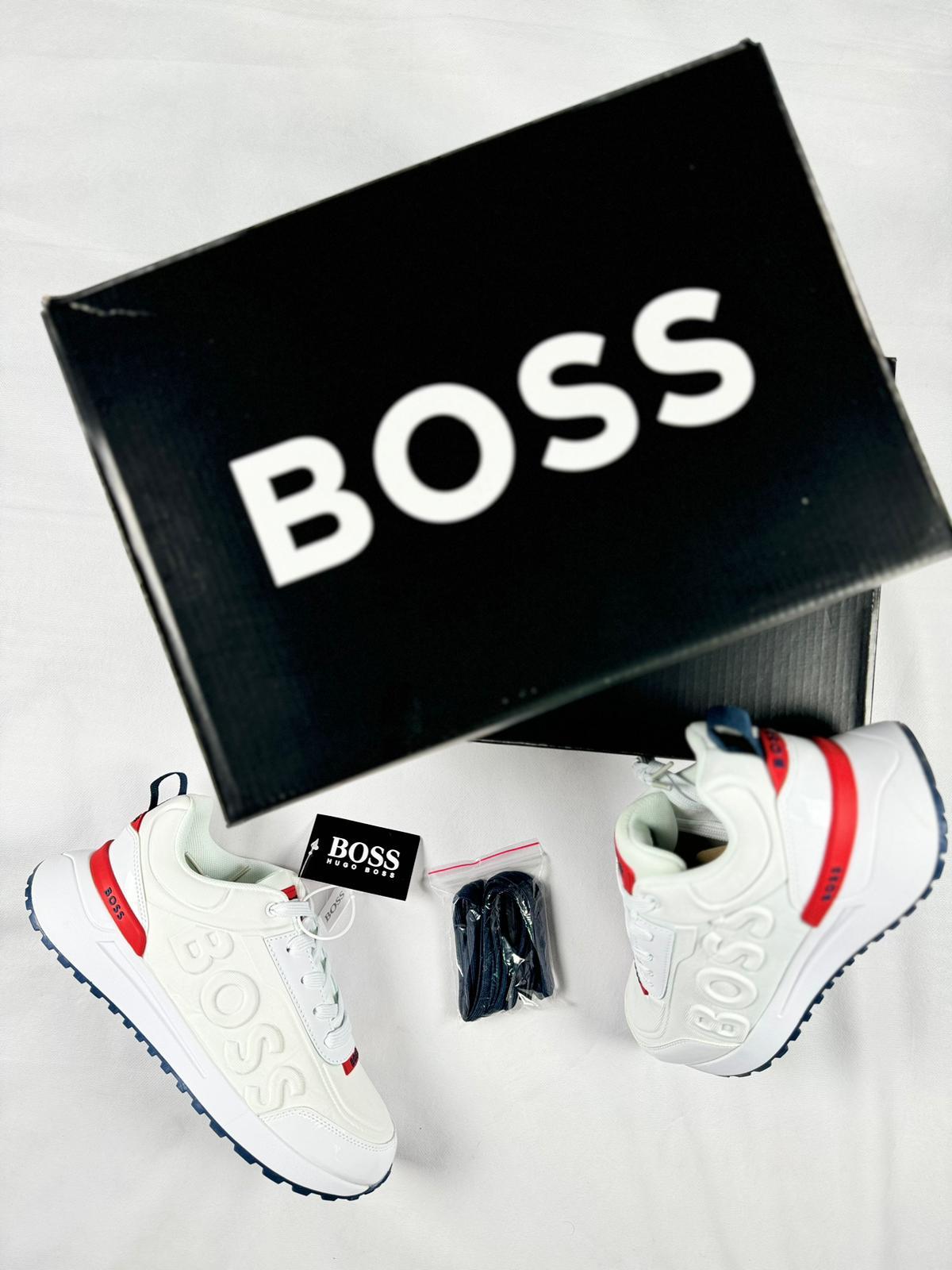 Hugo Boss blancas detalles rojos