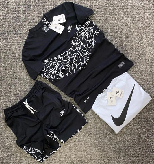 Conjunto nike negro logo blanco detalles logos