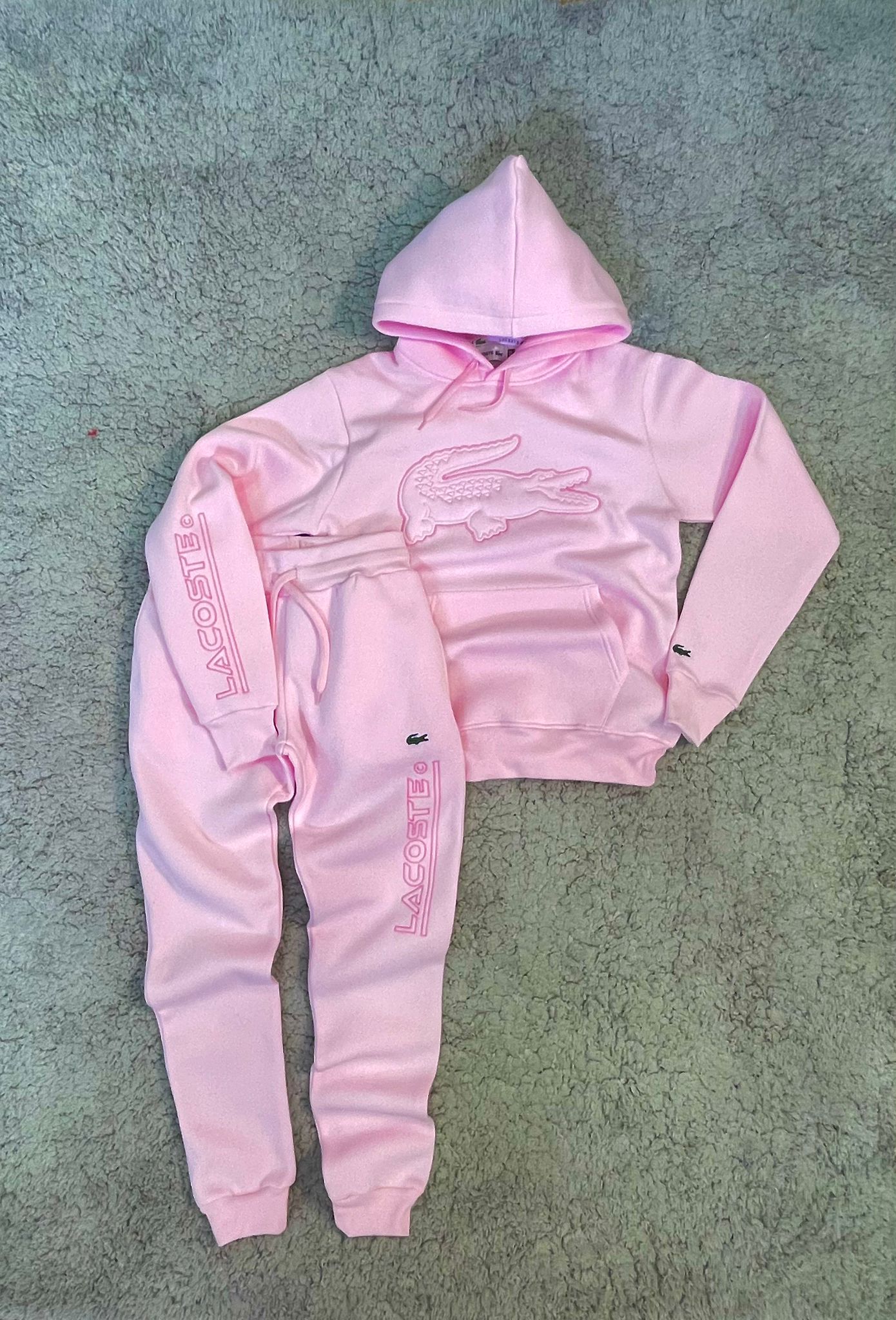 Chandal Lacoste rosa claro cocodrilo grande en pecho