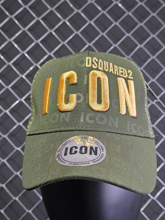Gorra Dsquared2 verde bosque logo amarillo