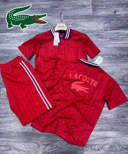Conjunto Lacoste rojo logo rojo grande en espalda