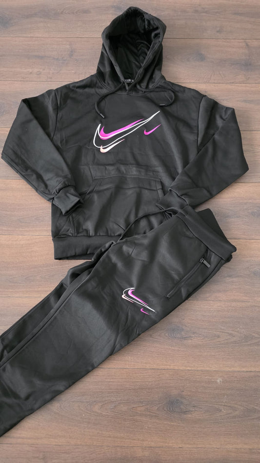 Chandals nike negro 4 logos morados