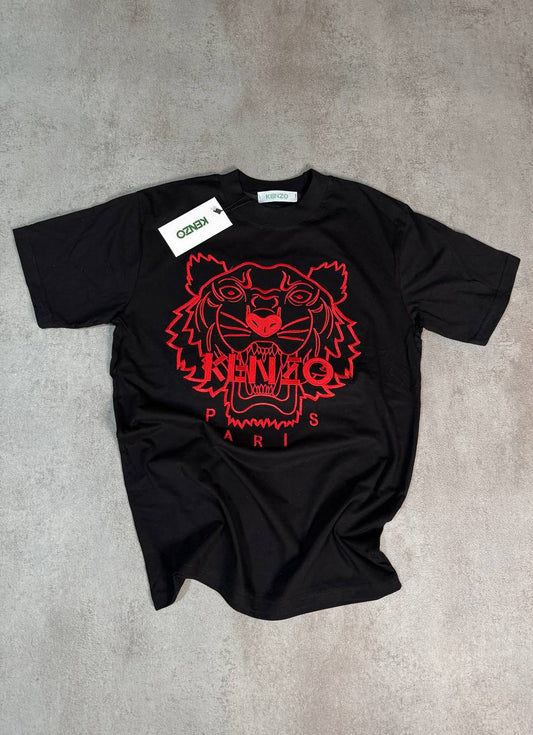 Camiseta Kenzo negro logo rojo