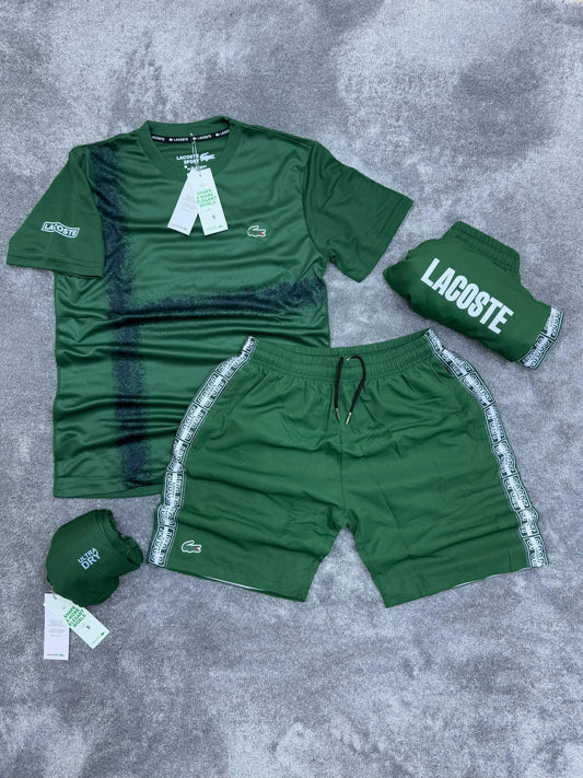 Conjunto corto lacoste verde logo verde