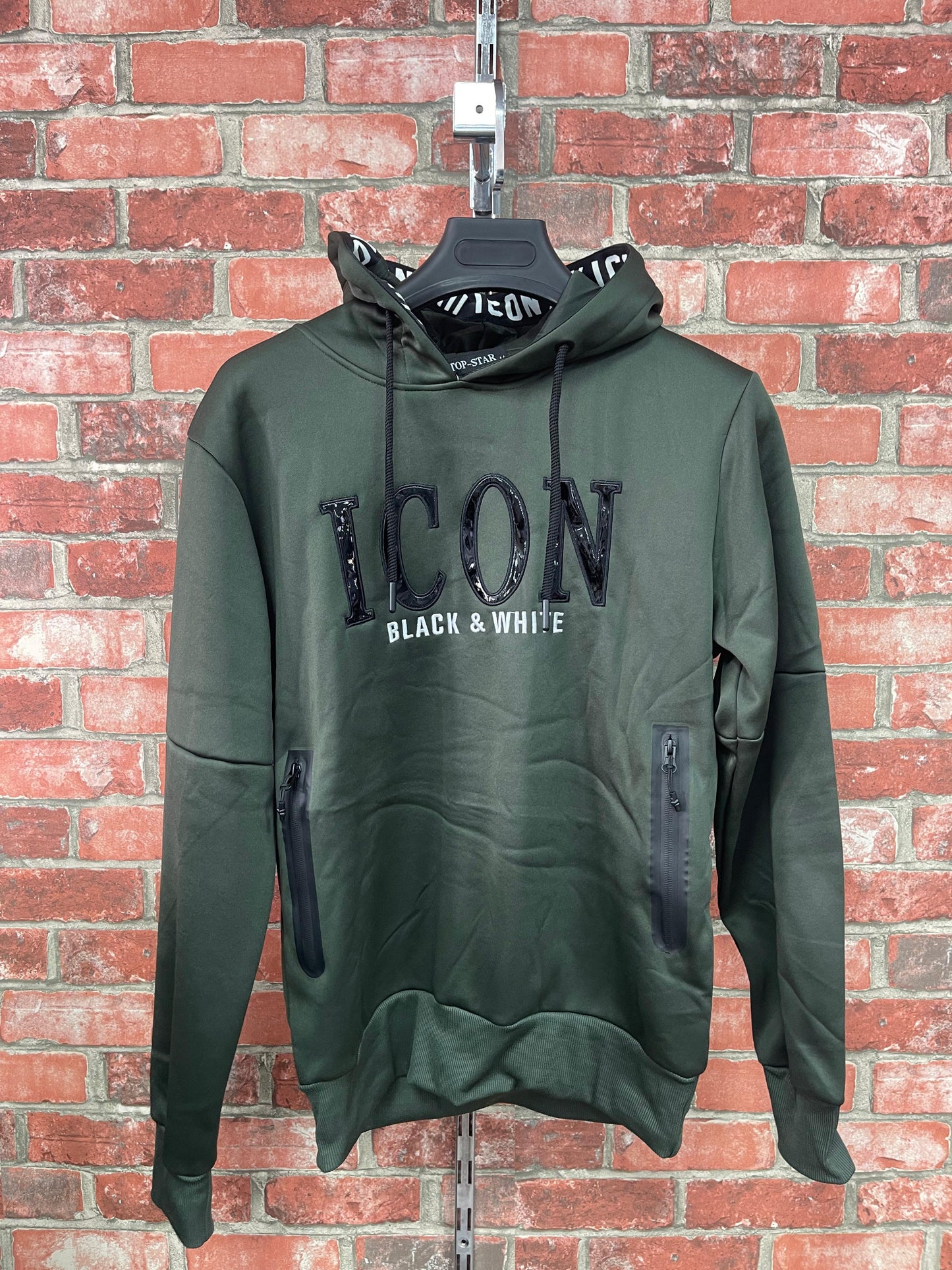 SUDADERA ICON verde logo negro