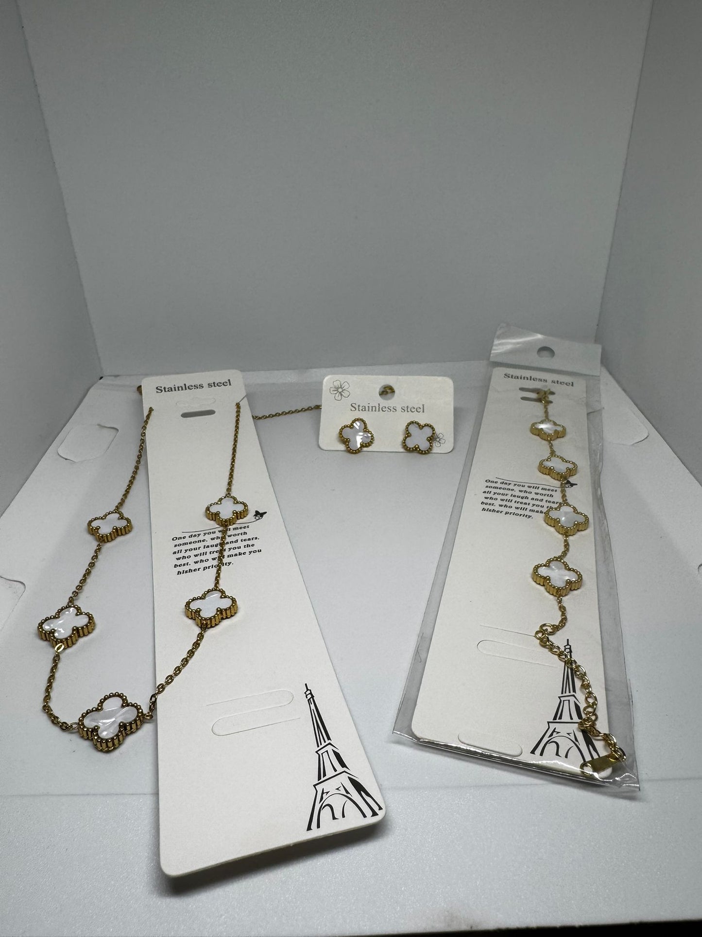 Pack de 3 Collares dorado y blanco