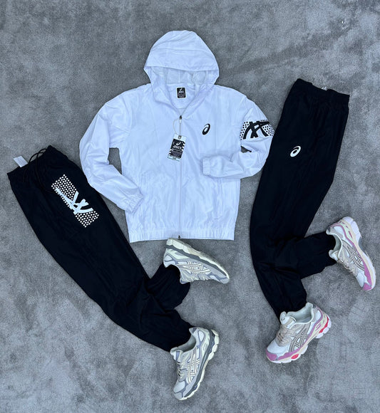 Chandal ASICS blanco logo negro