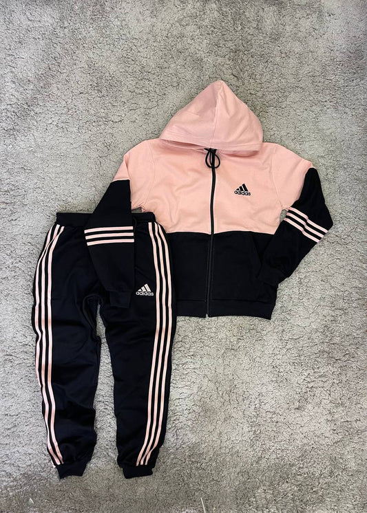 CHANDAL ADIDAS ROSA Y NEGRO LOGO NEGRO