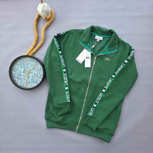 Chaqueta lacoste verde logo verde detalles negros