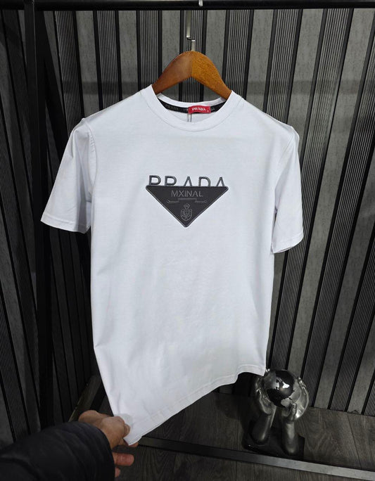 Camiseta PRADA blanca logo negro y gris