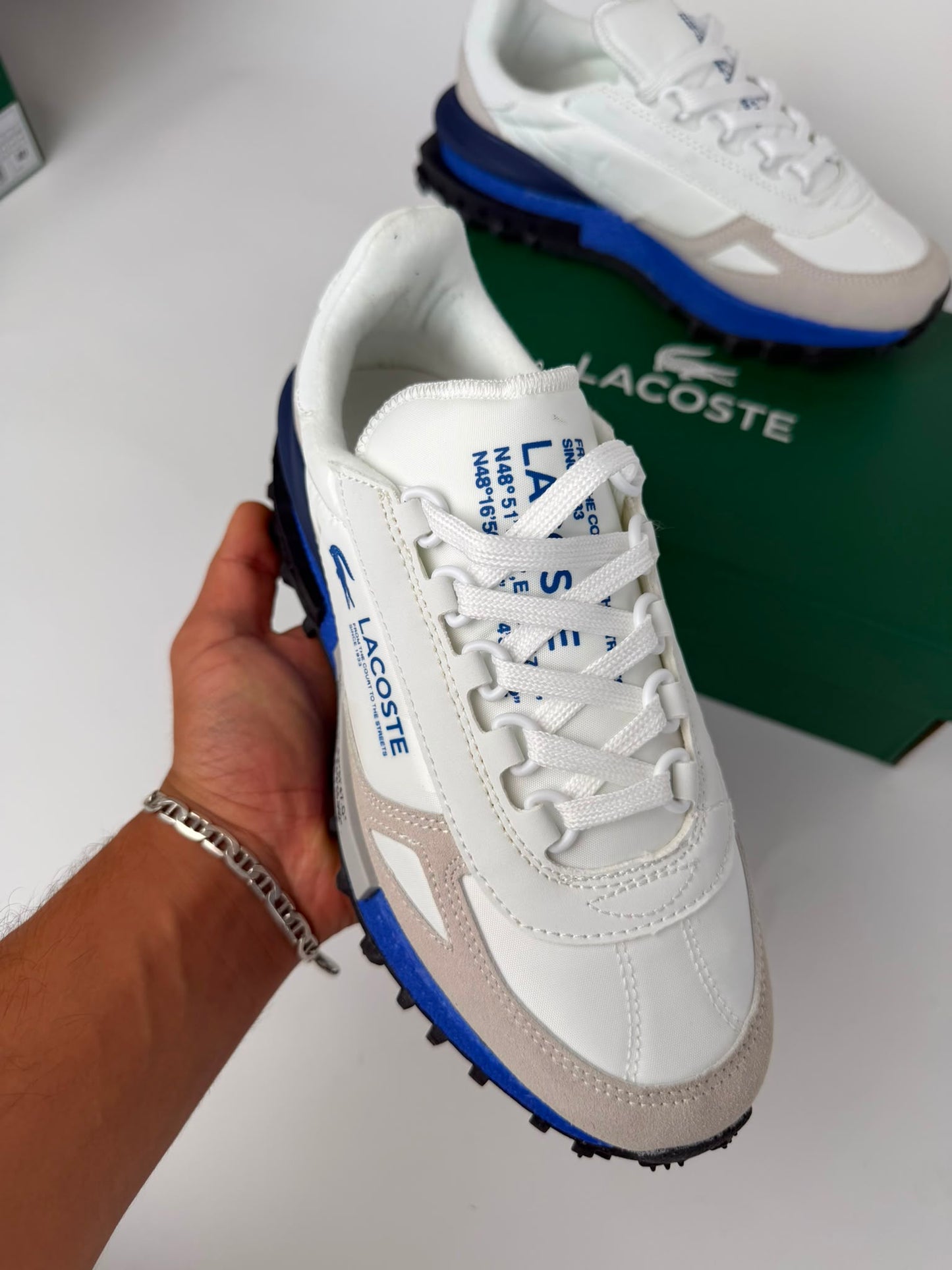Zapatillas Lacoste Elite Active blanco detalles azules