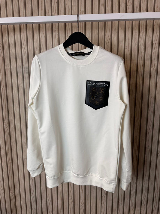 Sudadera LV blanca logo marron