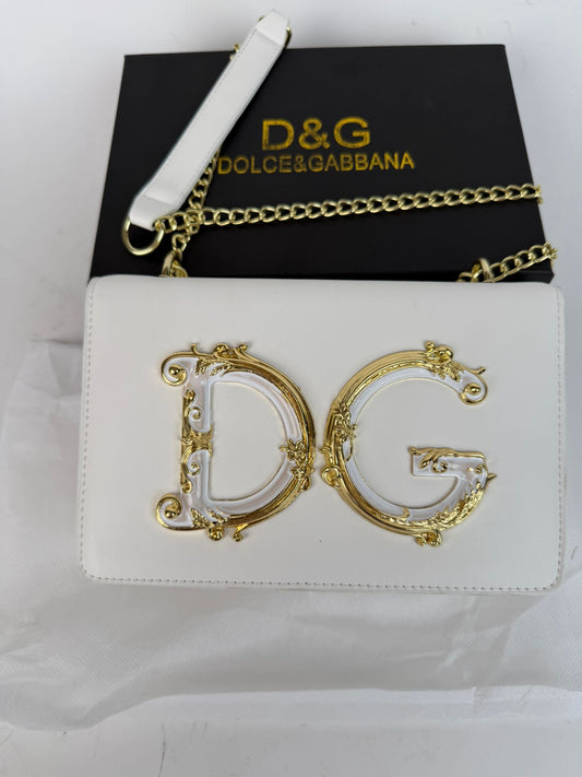 Bolso D&G blanco logo dorado detalles blancos