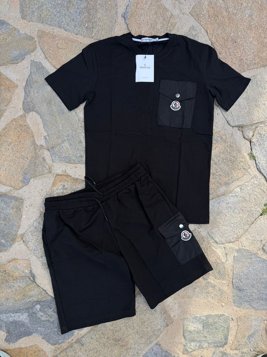 Conjunto corto moncler negro bolsillo