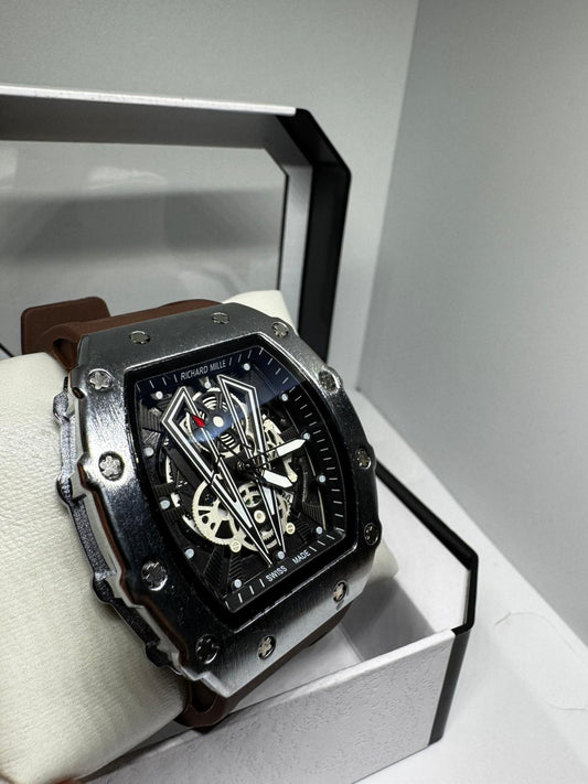 RELOJ RICHARD MILLE GRIS Y MARRONES DETALLES NEGROS