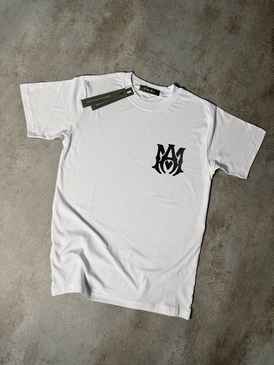 Camiseta Amiri blanco logo negro logo lateral