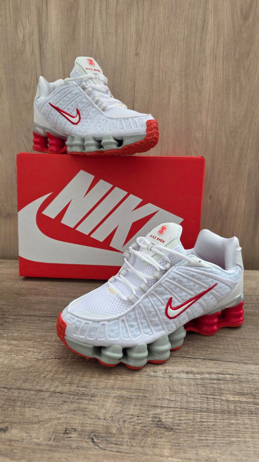 Shox blanca logo rojo