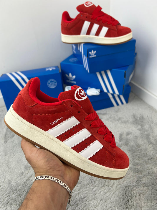 Adidas campus roja logo blanco