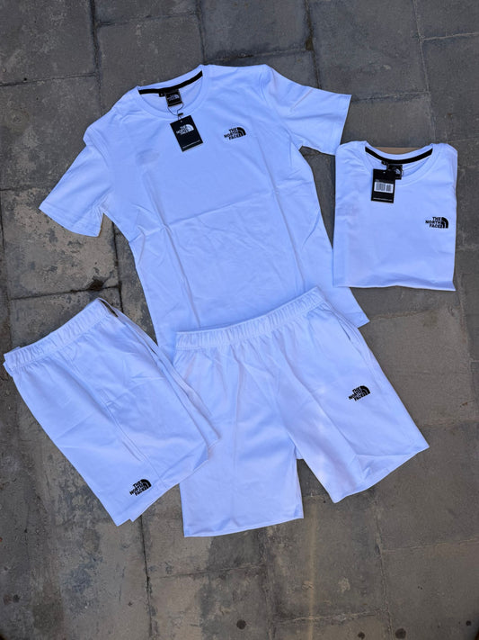 Conjunto corto north face blanco logo negro