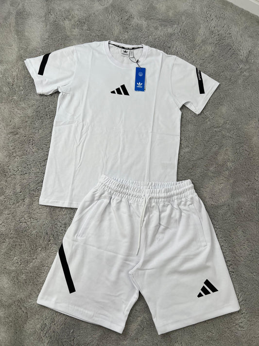 Conjunto corto Adidas blanco logo negro