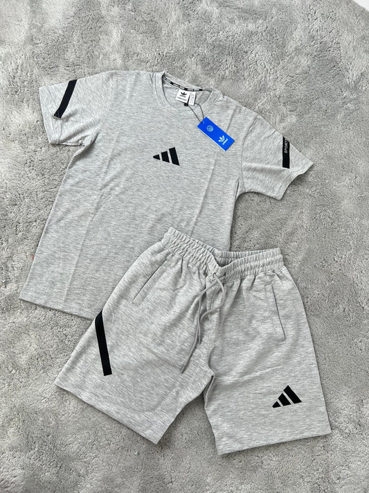 Conjunto corto adidas gris logo negro
