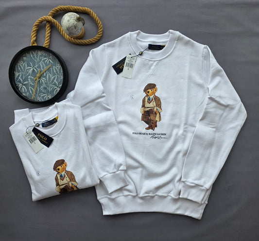 Sudadera ralph lauren blanco logo negro oso