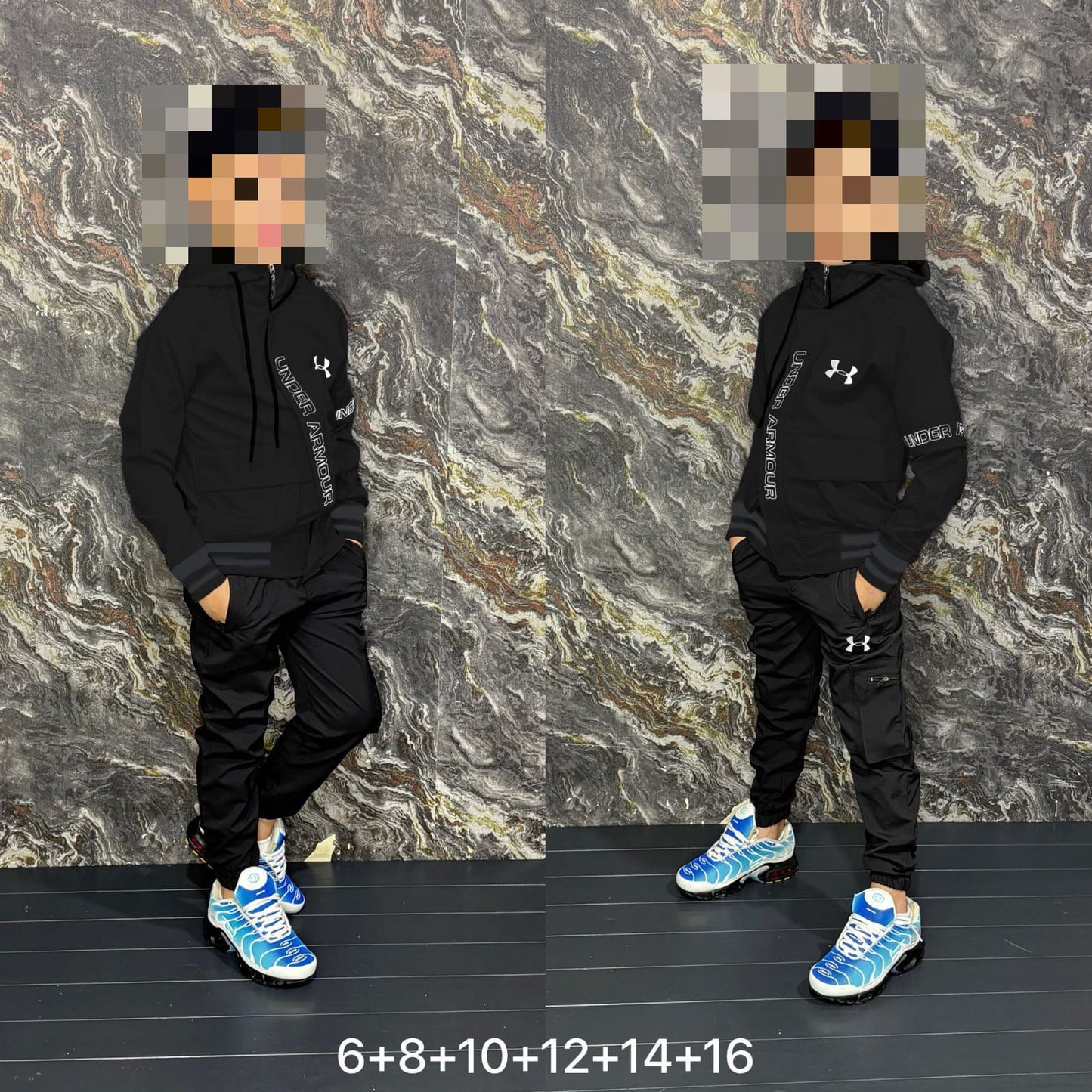 Chandal Under Armour negro logo blanco niños