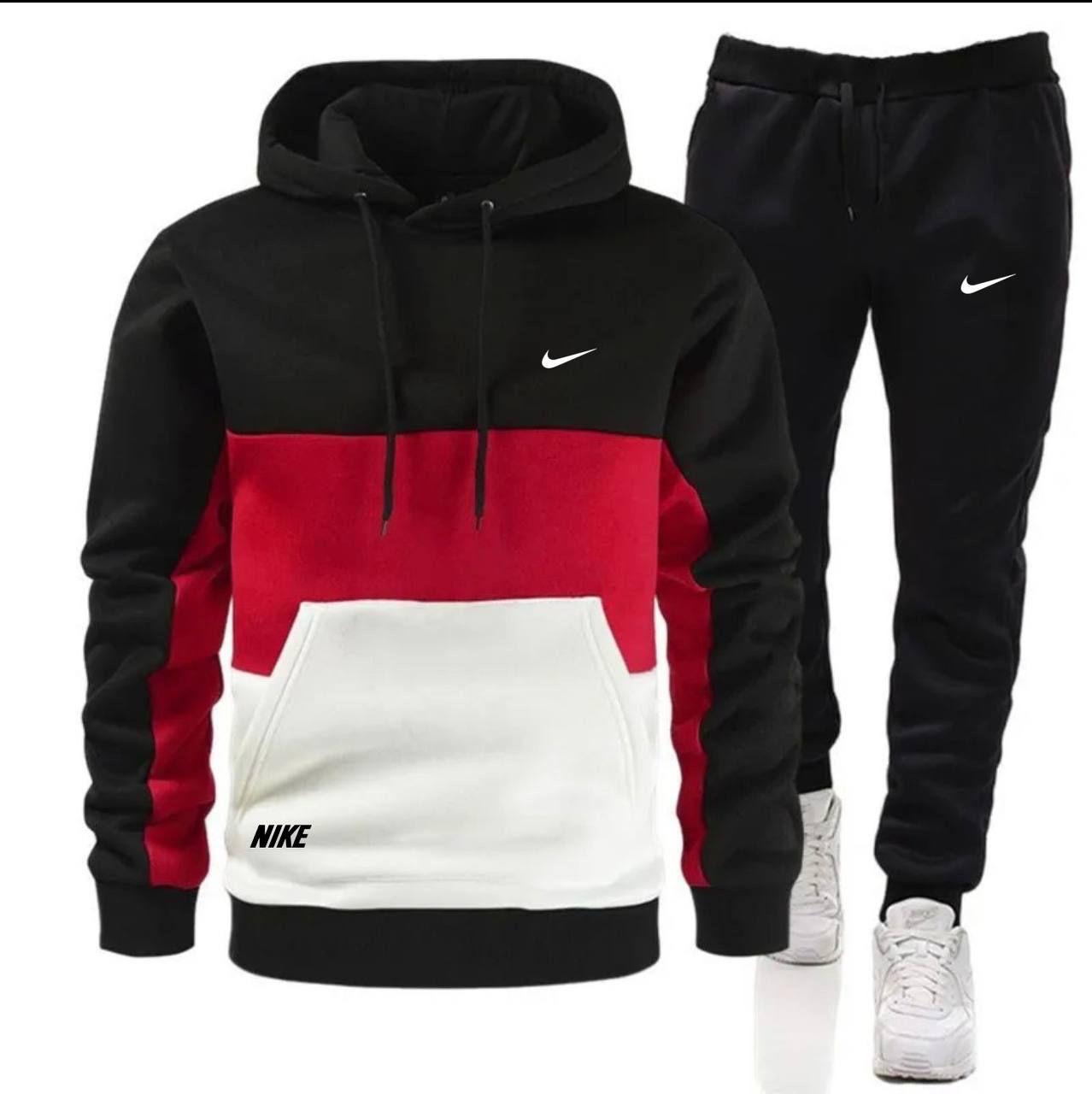 Chandals nike 3 colores negro rojo blanco logo pequeño