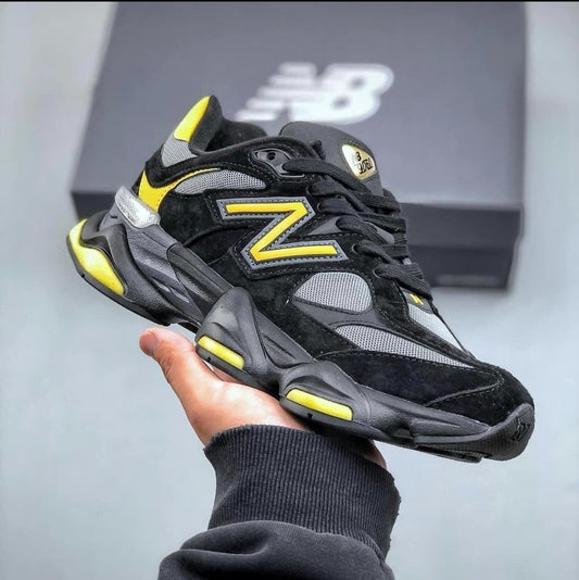 NEW BALANCE 9060 negras gris logo amarillo