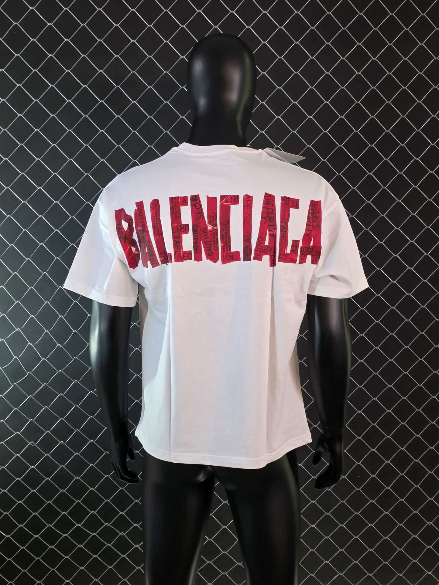 Camiseta balenciaga blanca logo rojo grande