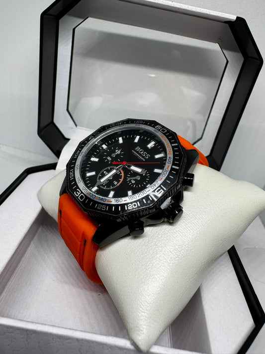 RELOJ HUGO BOSS gris negro naranja