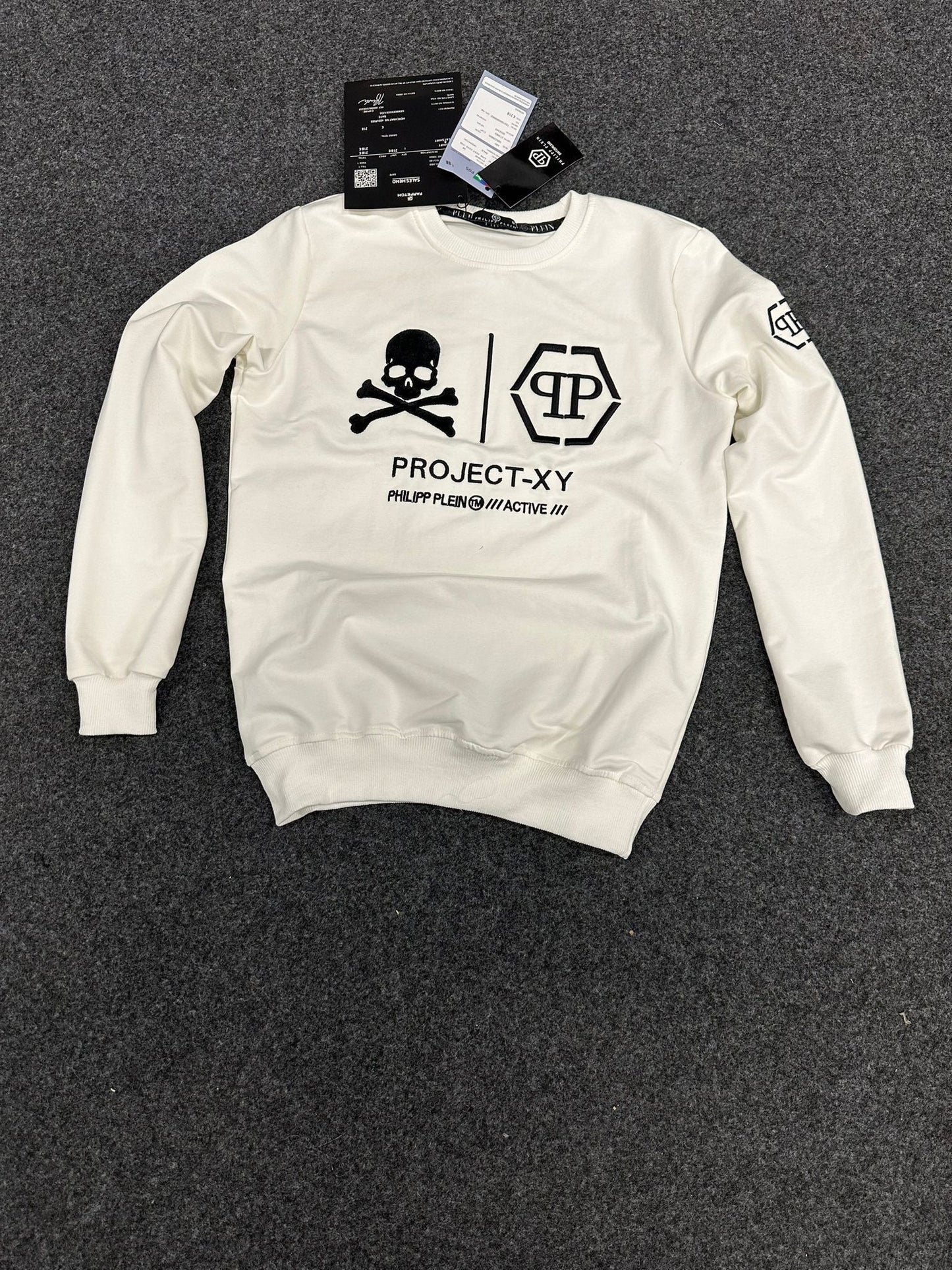 Sudadera Philipp Plein blanco logo negro