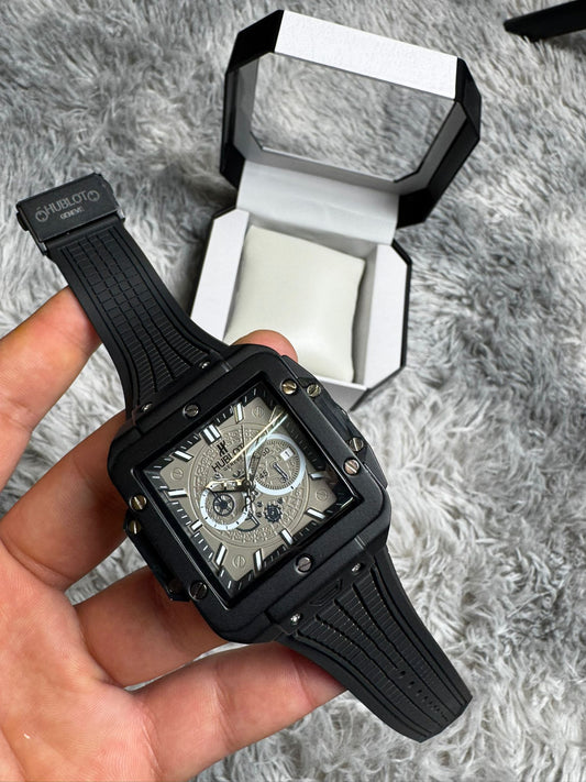 RELOJ HUBLOT NEGRO Y BLANCO CORREA NEGRO