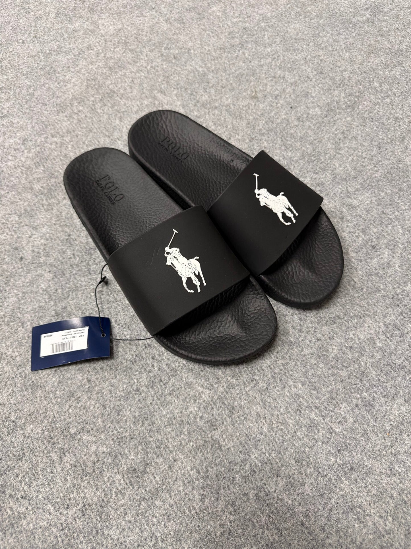 Chanclas ralph lauren negro logo blanco