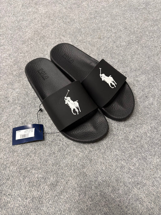 Chanclas ralph lauren negro logo blanco