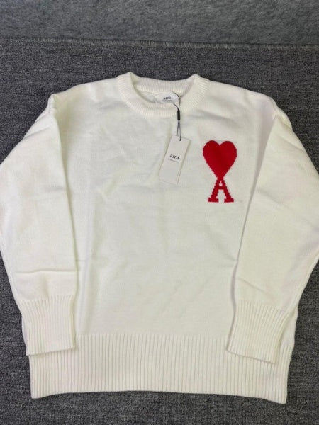 Sudadera AMI PARIS blanca logo rojo
