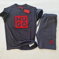 Conjunto hugo boss negro logo rojo