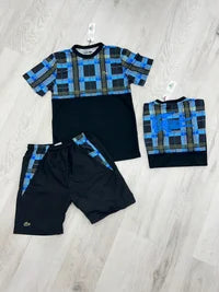 Conjunto Lacoste negro y azul logo en espalda