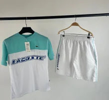 Conjunto lacoste azul y blanco logo azul