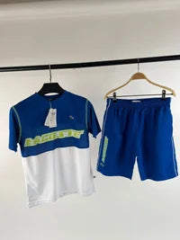 Conjunto lacoste azul y blanco logo verde